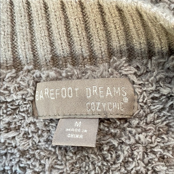 Barefoot Dreams Light Brown CozyChic Ribbed Knit Trim Cardigan Size Medium - Picture 5 of 7